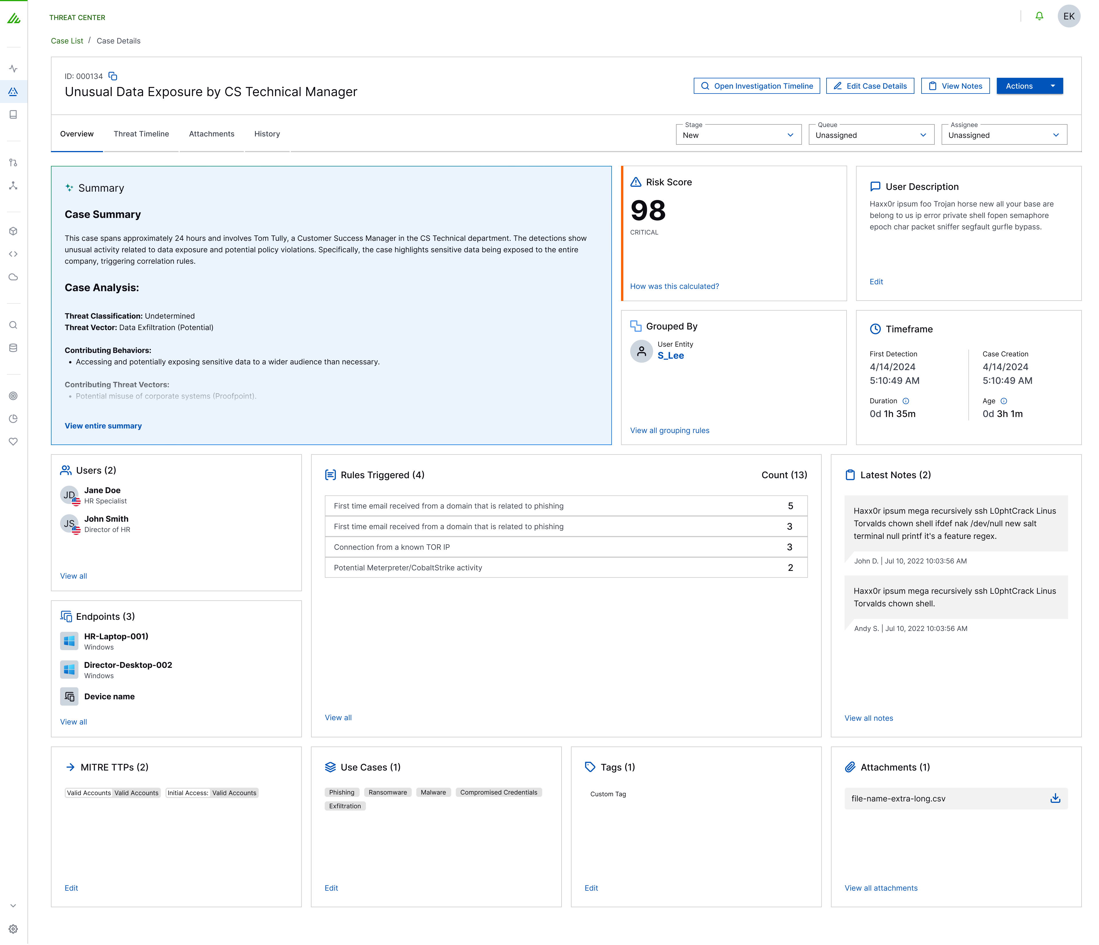 screenshot of LogRhythm SIEM